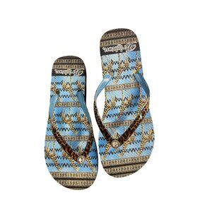 Brighton leopard giraffe flip flops Sandals size 6